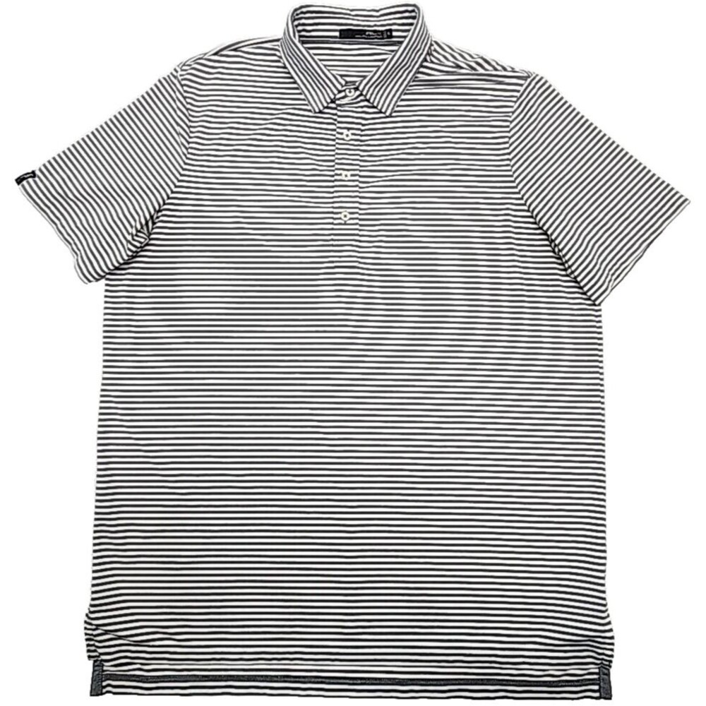 RLX Ralph Lauren Polo Golf Shirt Gray White Stripe Men Size XL Stretch